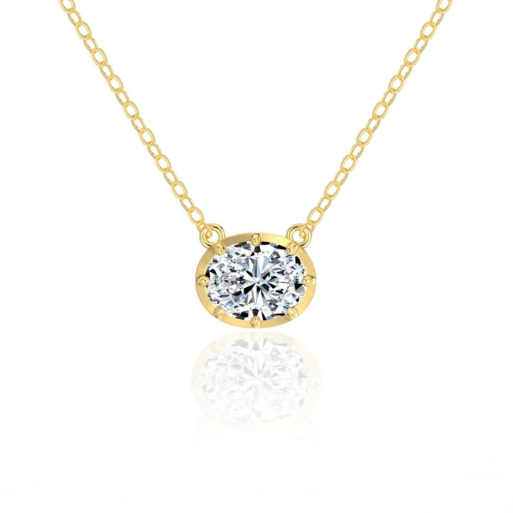 Samara East West Oval Cut Moissanite Necklace Gold