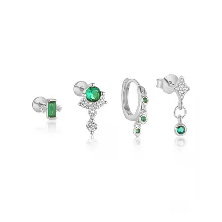 Seraphina Huggie Earring Set Silver