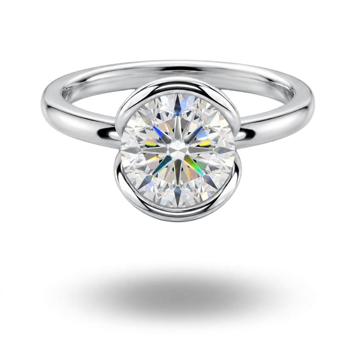 Solei Brilliant Cut Moissanite Ring Silver
