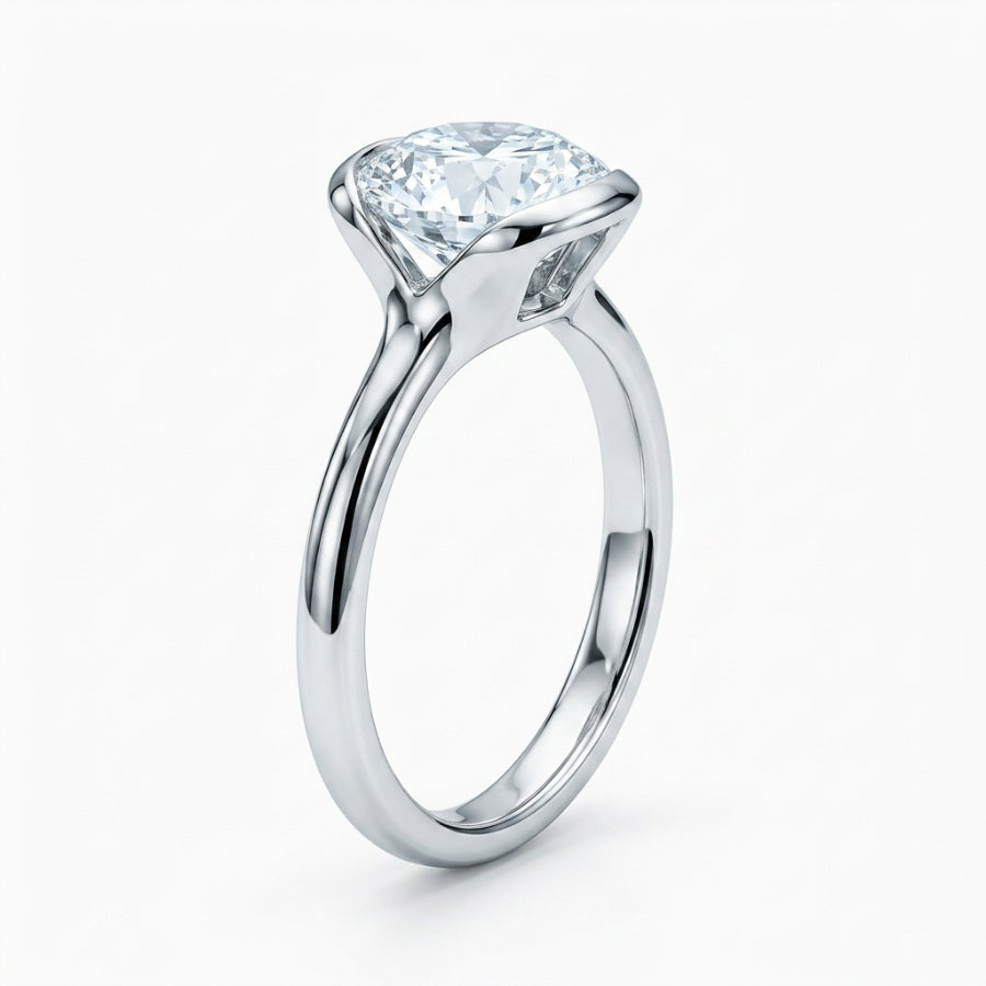 Solei Brilliant Cut Moissanite Ring Silver