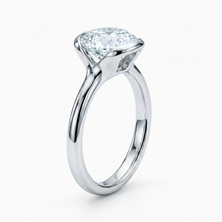 Solei Brilliant Cut Moissanite Ring Silver