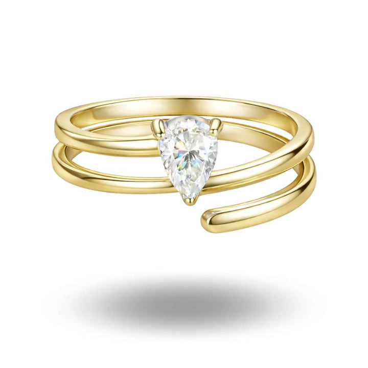 Sydney Pear Cut Moissanite Pinky Ring Gold