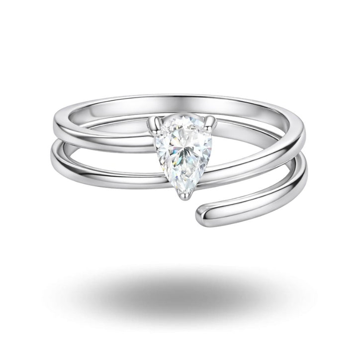 Sydney Pear Cut Moissanite Pinky Ring Silver