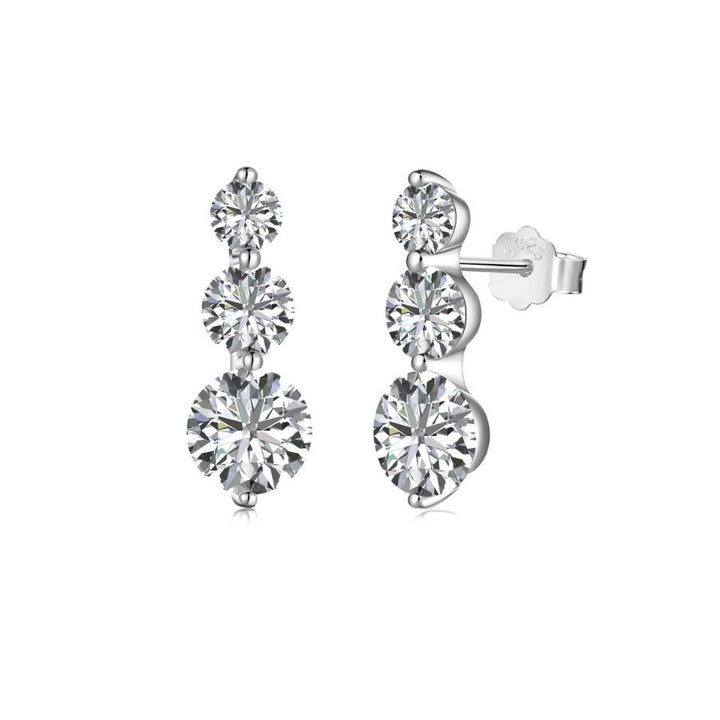 Trilogy Brilliant Cut Earrings Silver