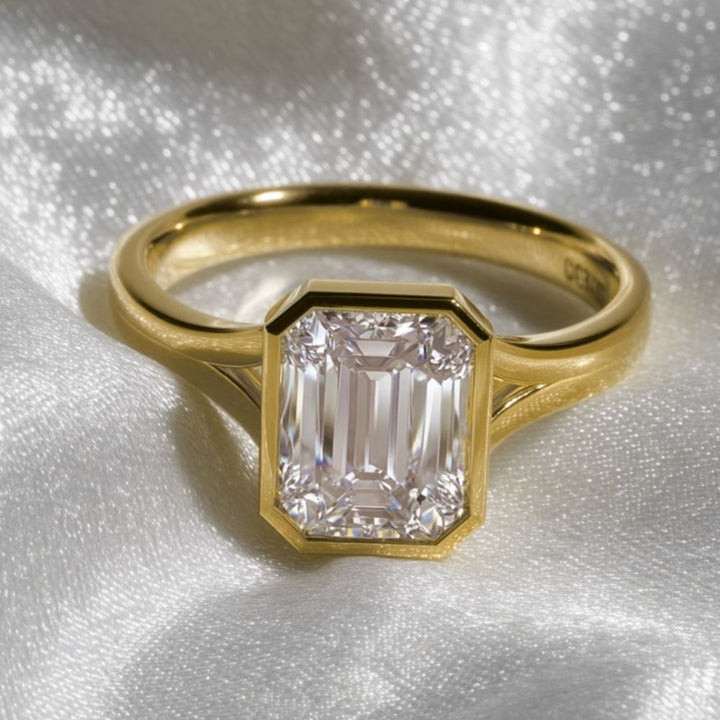 Baely Emerald Cut Bezel Set Ring Gold