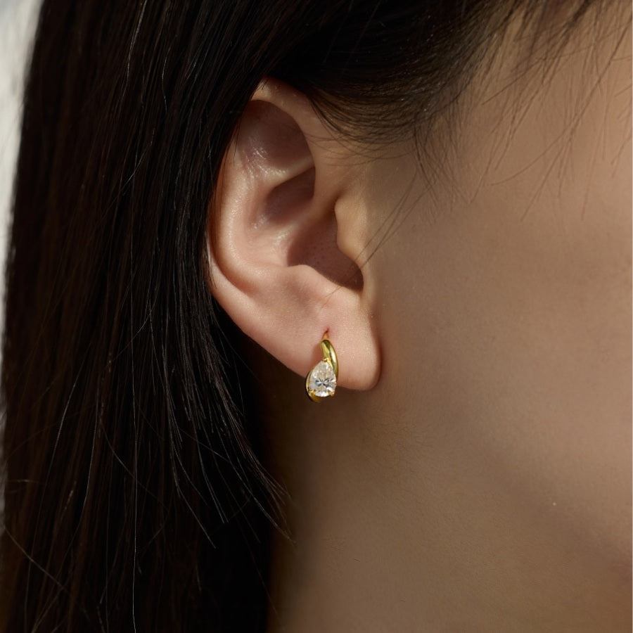 Velia Pear Cut Moissanite Earrings Silver