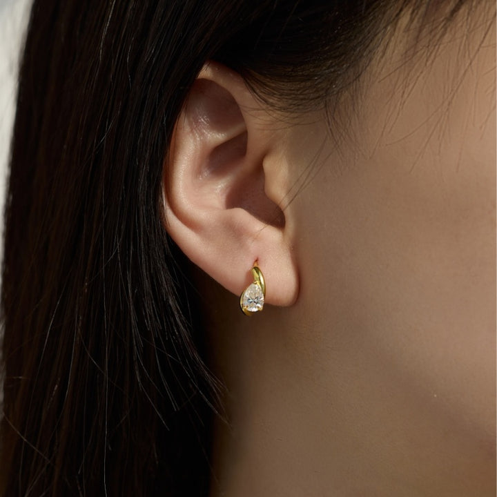 Velia Pear Cut Moissanite Earrings Silver
