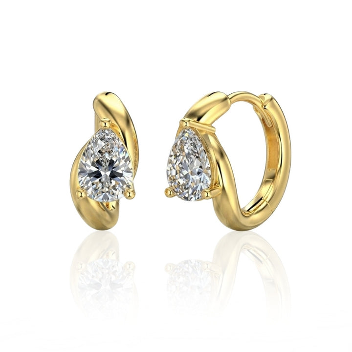 Velia Pear Cut Moissanite Earrings Gold