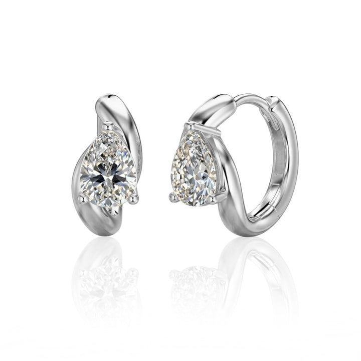 Velia Pear Cut Moissanite Earrings Silver