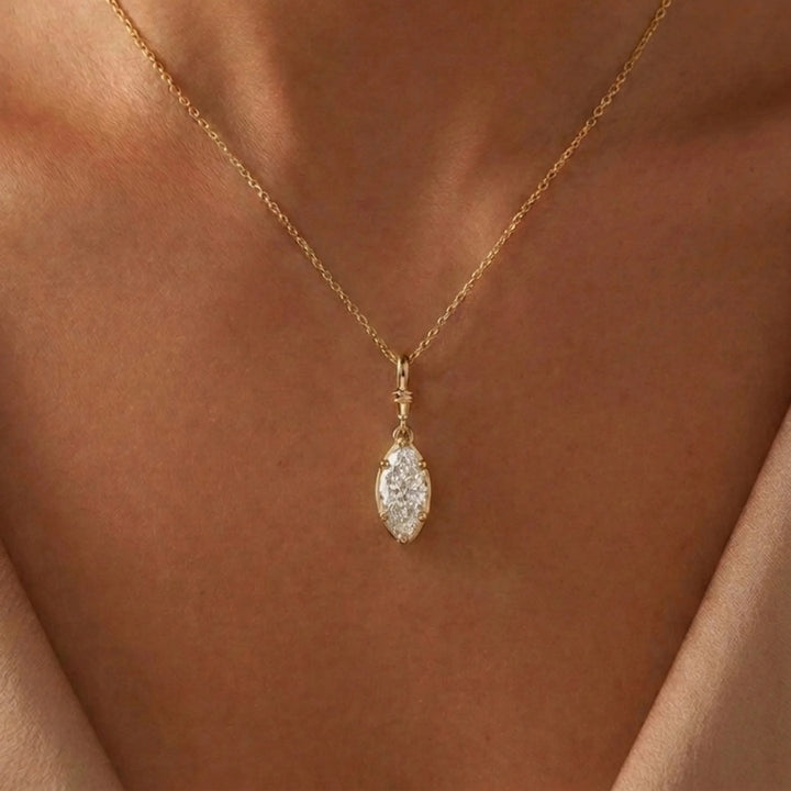 Vesper Marquise Cut Moissanite Necklace Gold