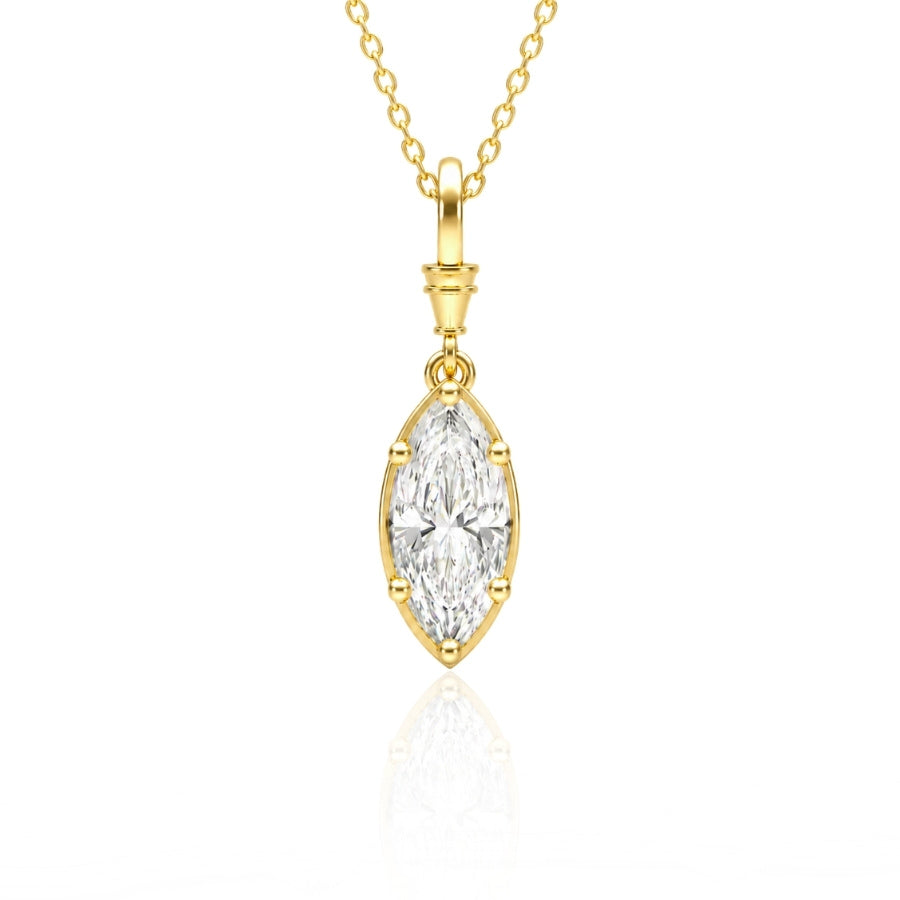 Vesper Marquise Cut Moissanite Necklace Gold