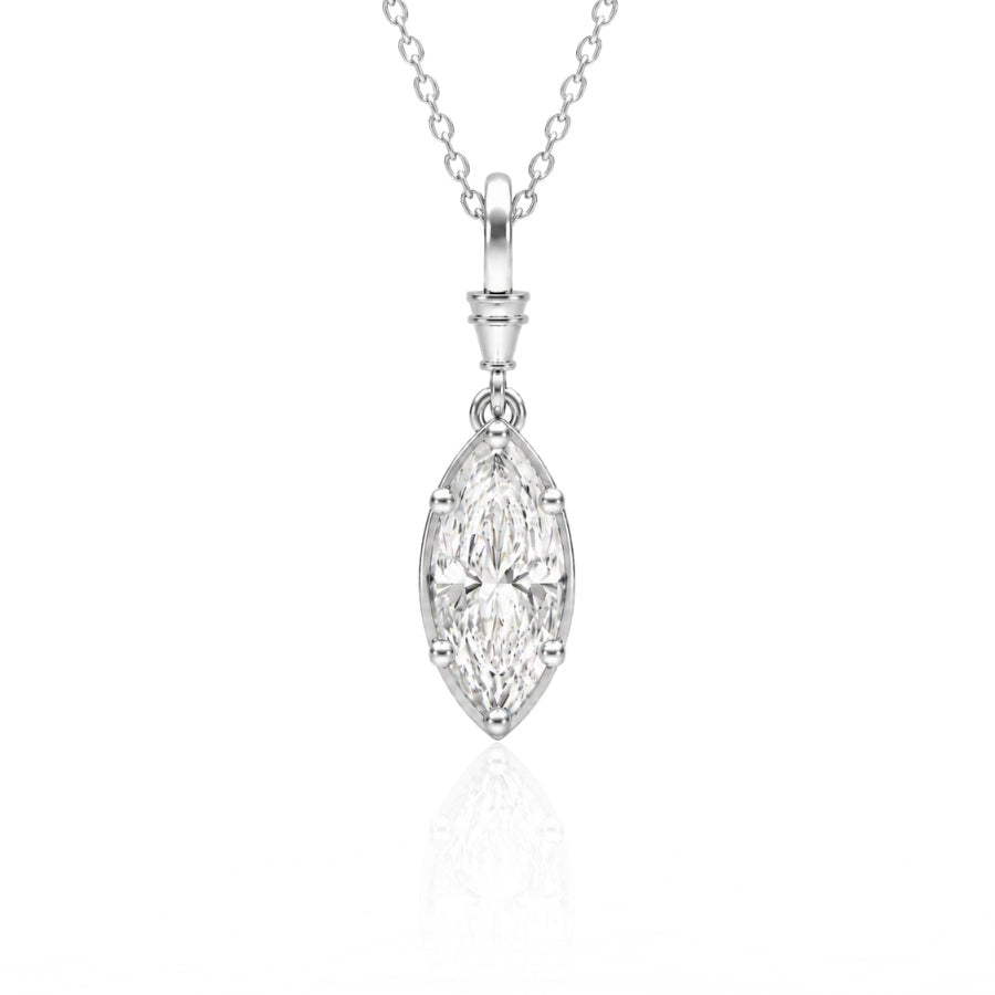 Vesper Marquise Cut Moissanite Necklace Silver