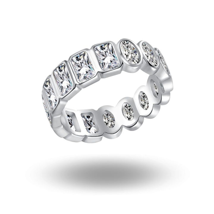 Vienne Half & Half Eternity Ring Silver