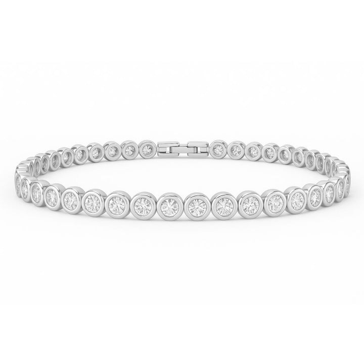 Brilliant Cut Bezel Tennis Bracelet Silver