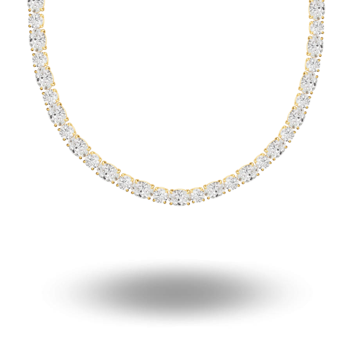 Brilliant x Oval Cut Tennis Necklace Gold