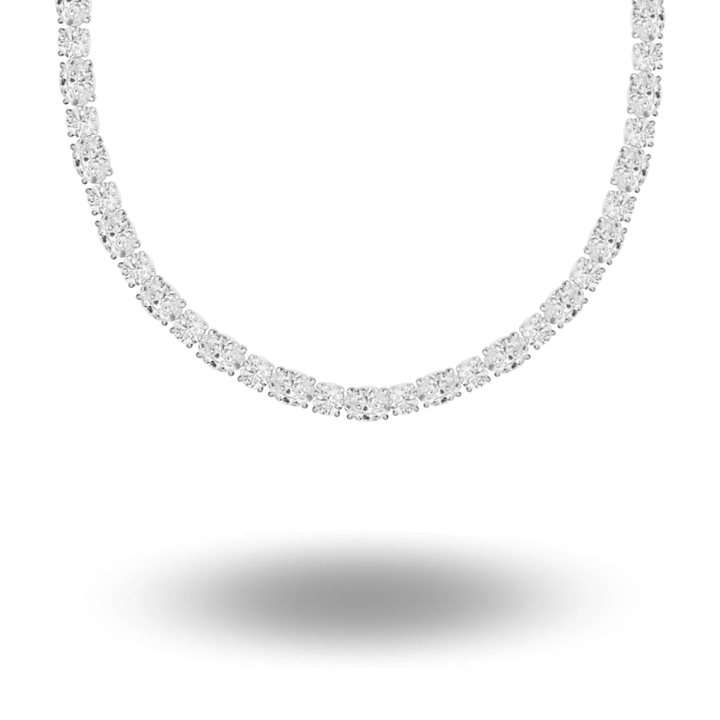 Brilliant x Oval Cut Tennis Necklace Silver