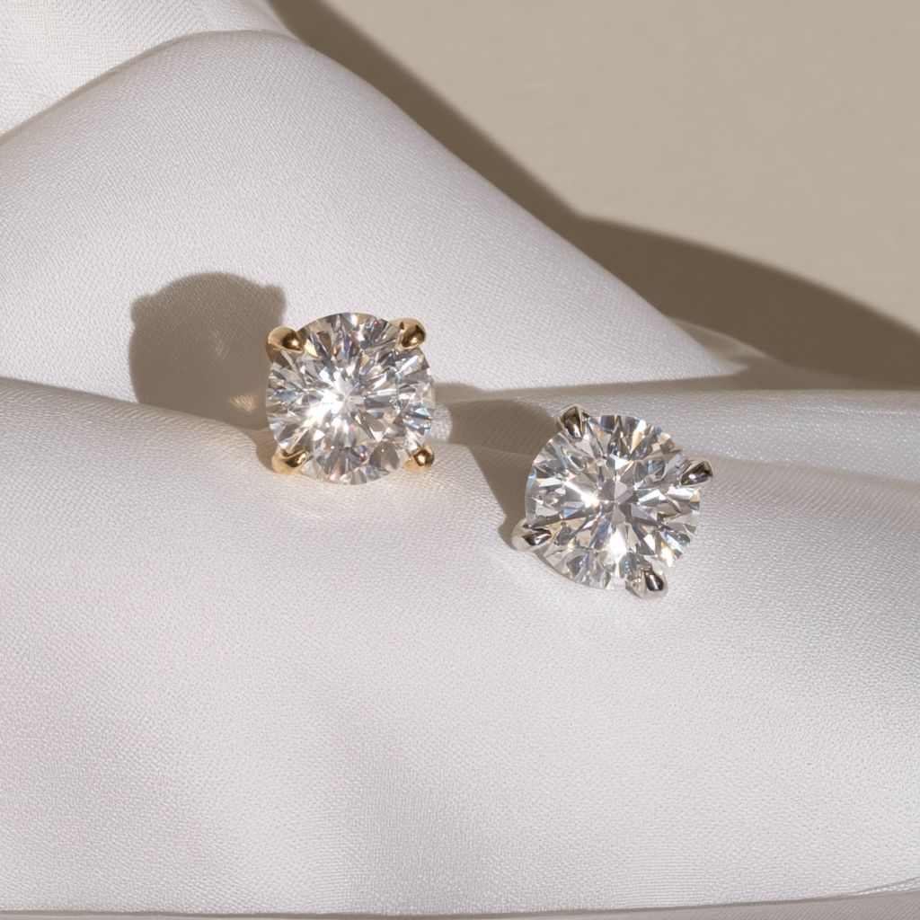 Olea Brilliant Cut Moissanite Stud Earrings Silver