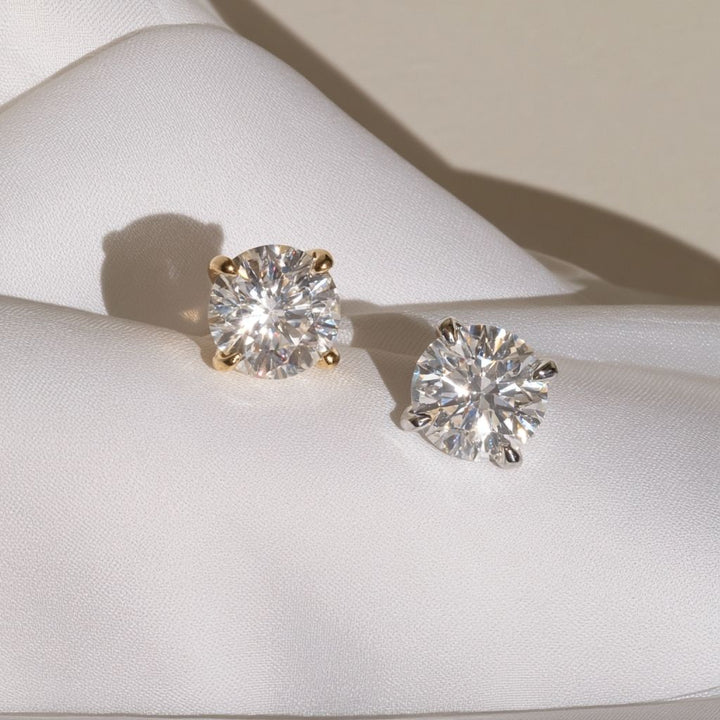 Olea Brilliant Cut Moissanite Stud Earrings Silver
