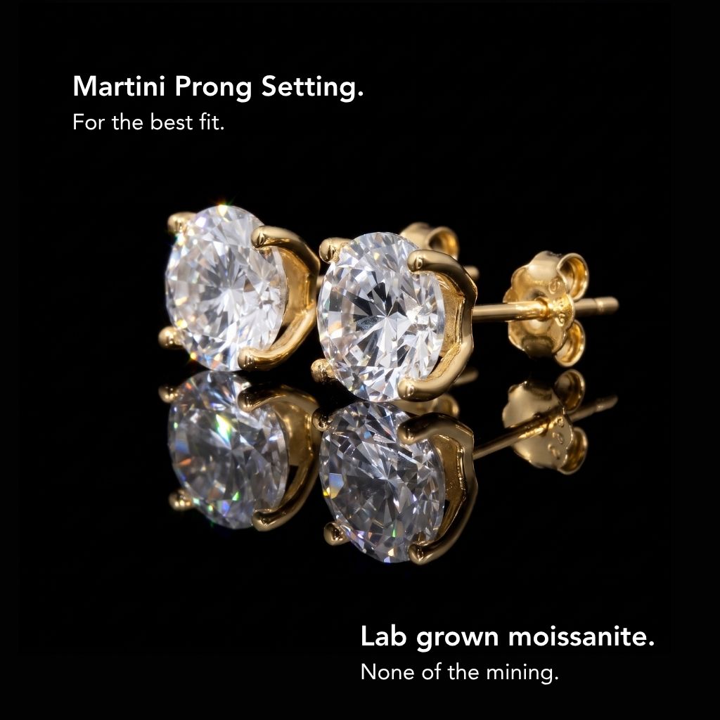 Olea Brilliant Cut Moissanite Stud Earrings Silver
