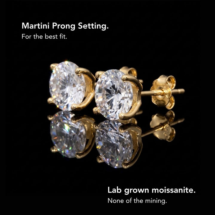 Olea Brilliant Cut Moissanite Stud Earrings Silver