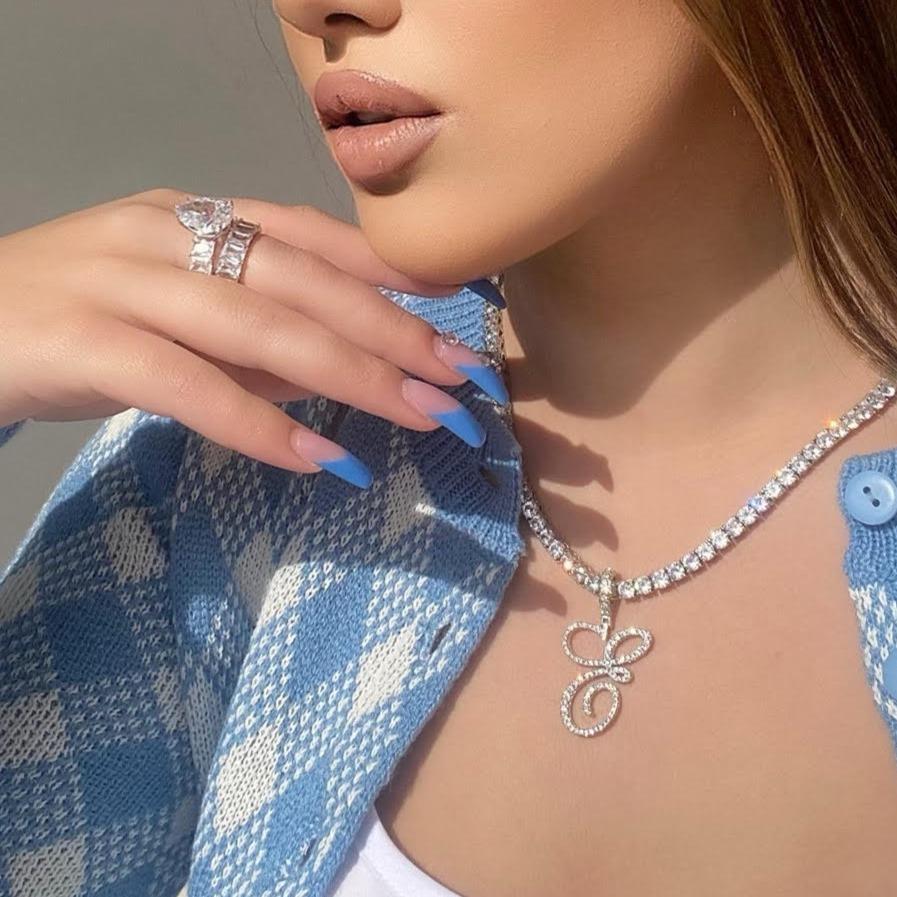 Icy Initial Necklace Set