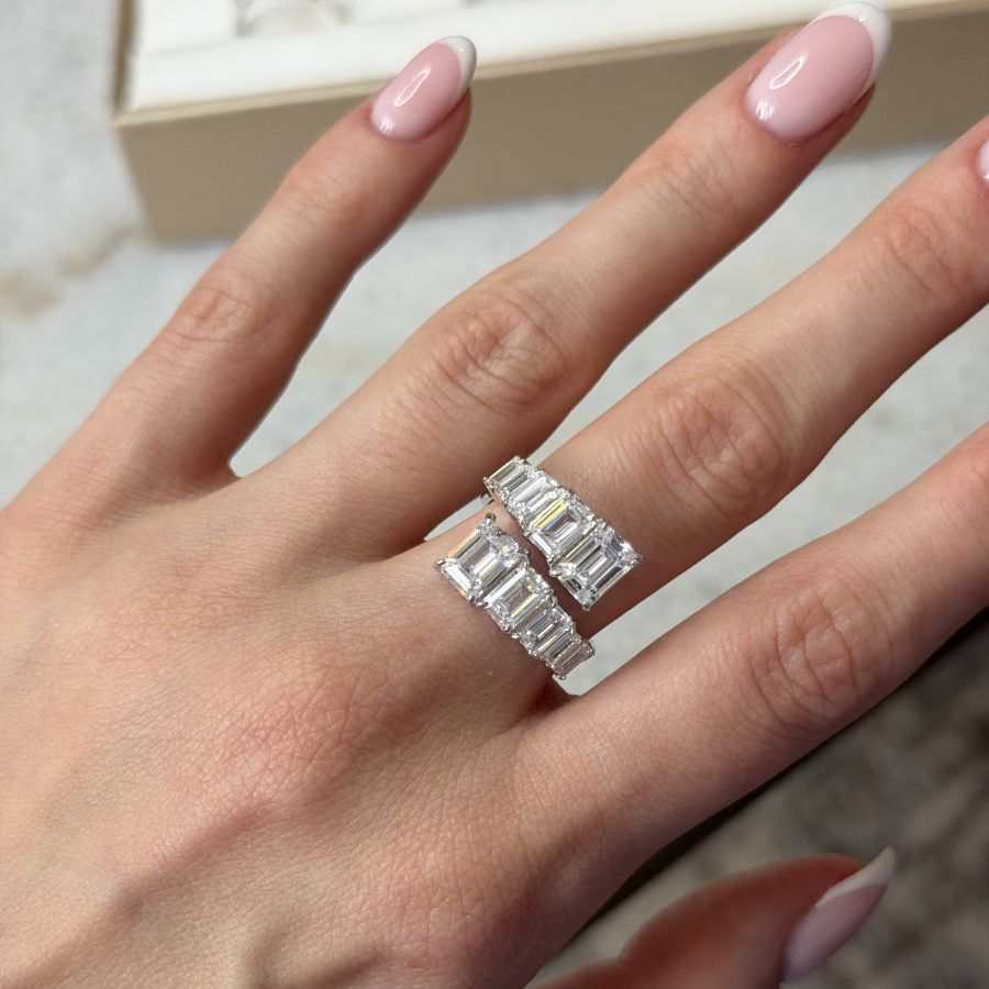 Emerald Cut Adjustable Wrap Ring
