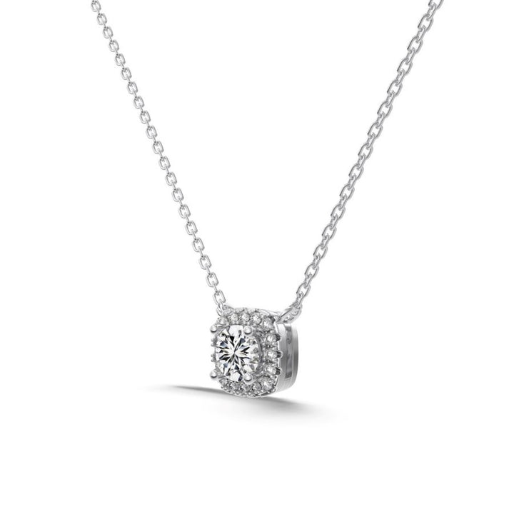 Lumiere Brilliant Cut Halo Necklace Silver