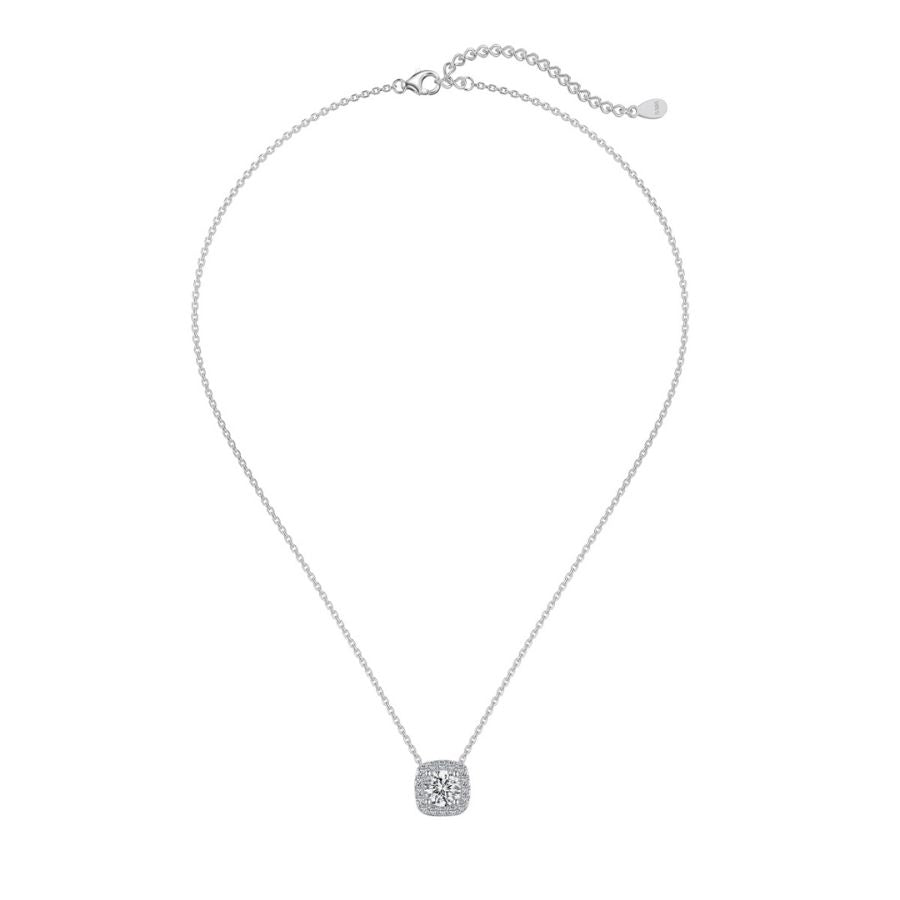 Lumiere Brilliant Cut Halo Necklace Silver