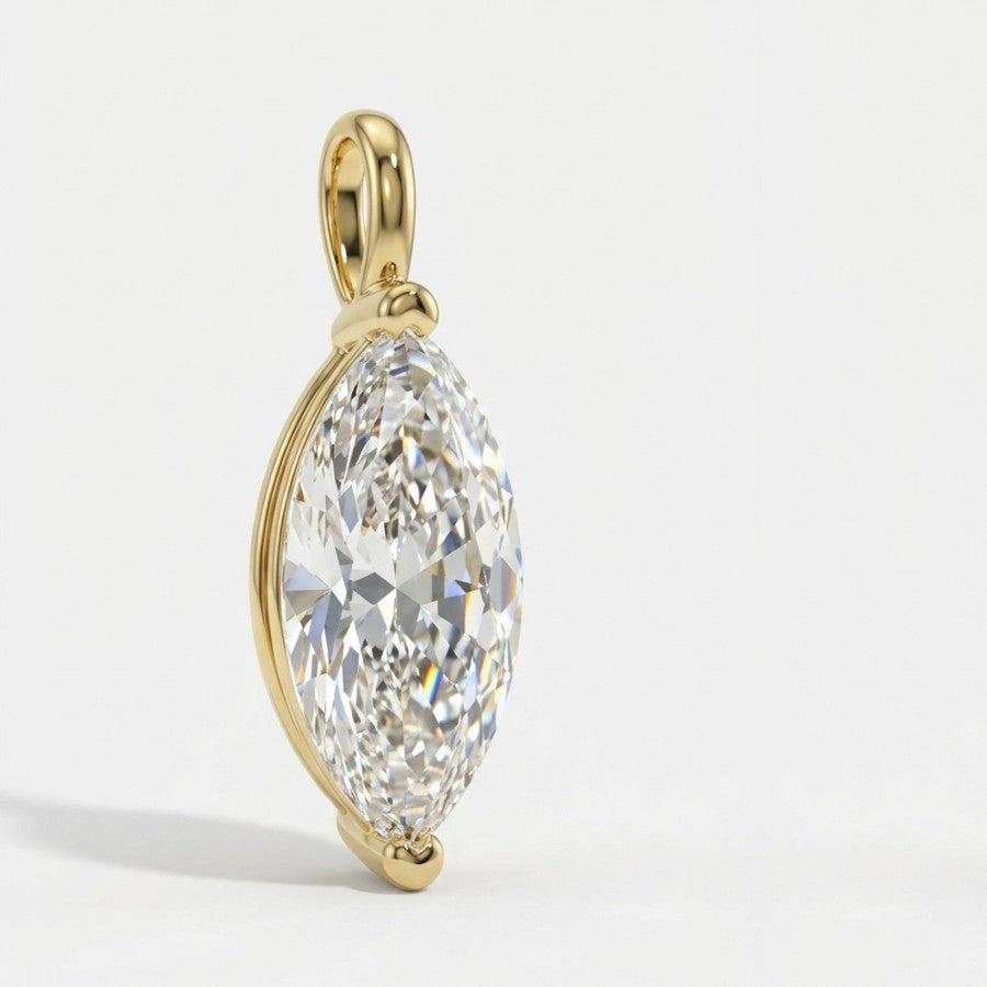 Marquise Cut Moissanite Pendant Necklace Silver