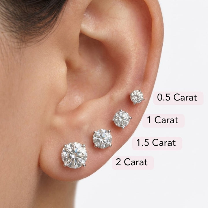 Olea Brilliant Cut Moissanite Stud Earrings Silver
