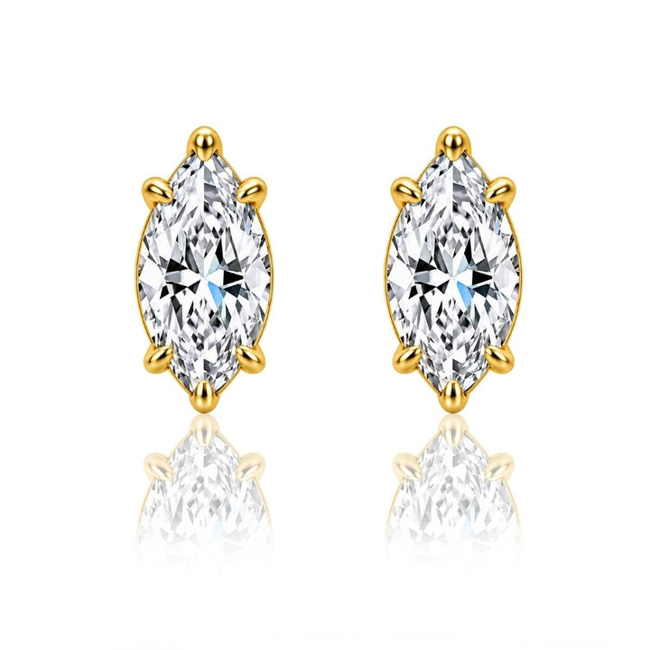 Veyra Marquise Cut Moissanite Stud Earrings Gold
