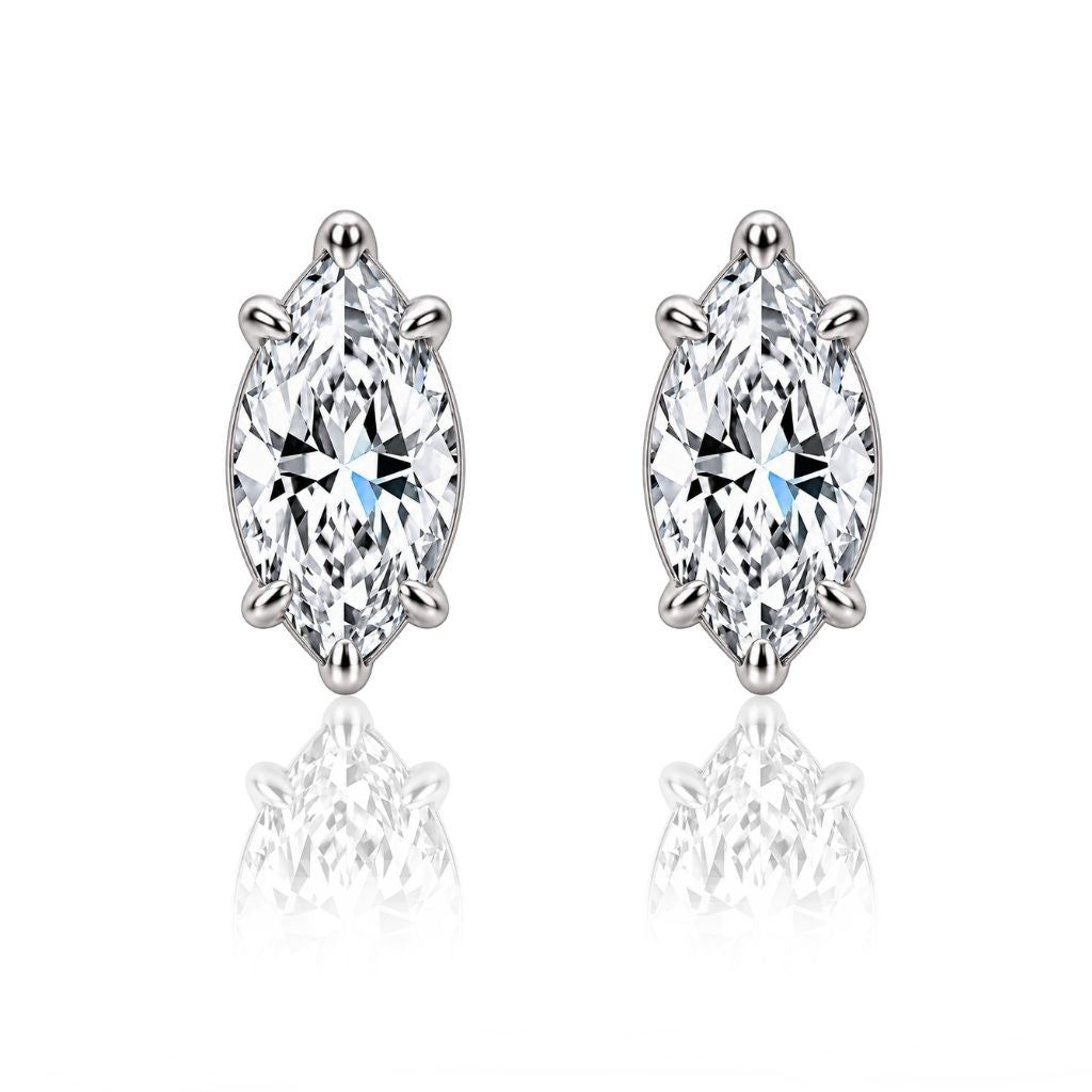 Veyra Marquise Cut Moissanite Stud Earrings Silver