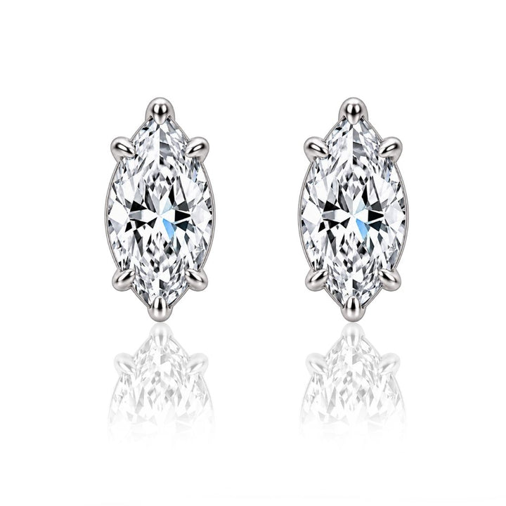 Veyra Marquise Cut Moissanite Stud Earrings Silver