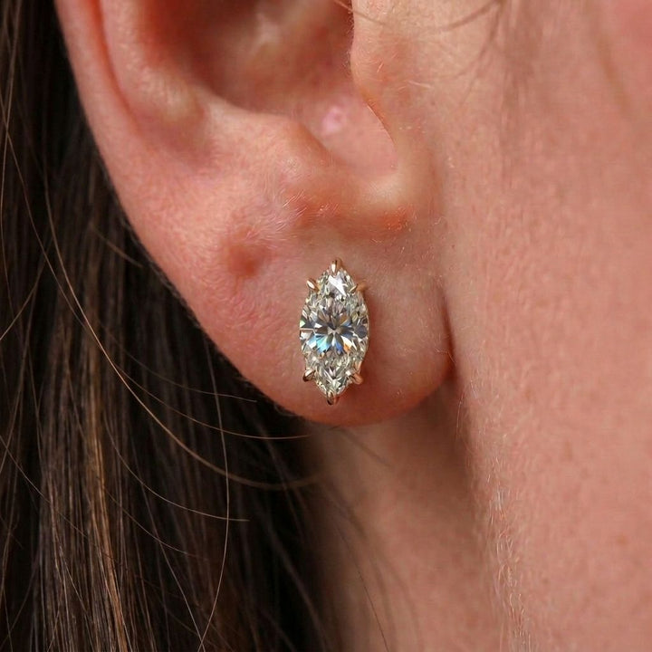 Veyra Marquise Cut Moissanite Stud Earrings Silver