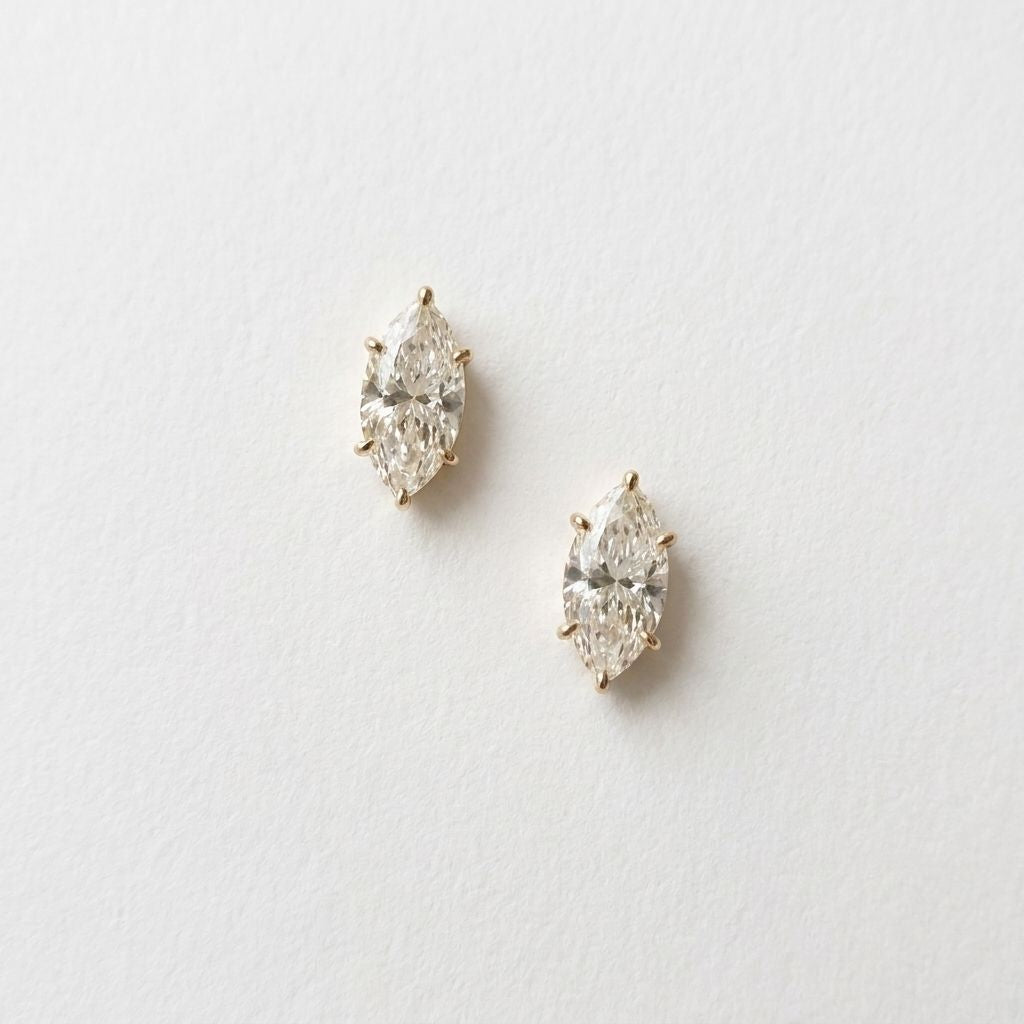 Veyra Marquise Cut Moissanite Stud Earrings Silver