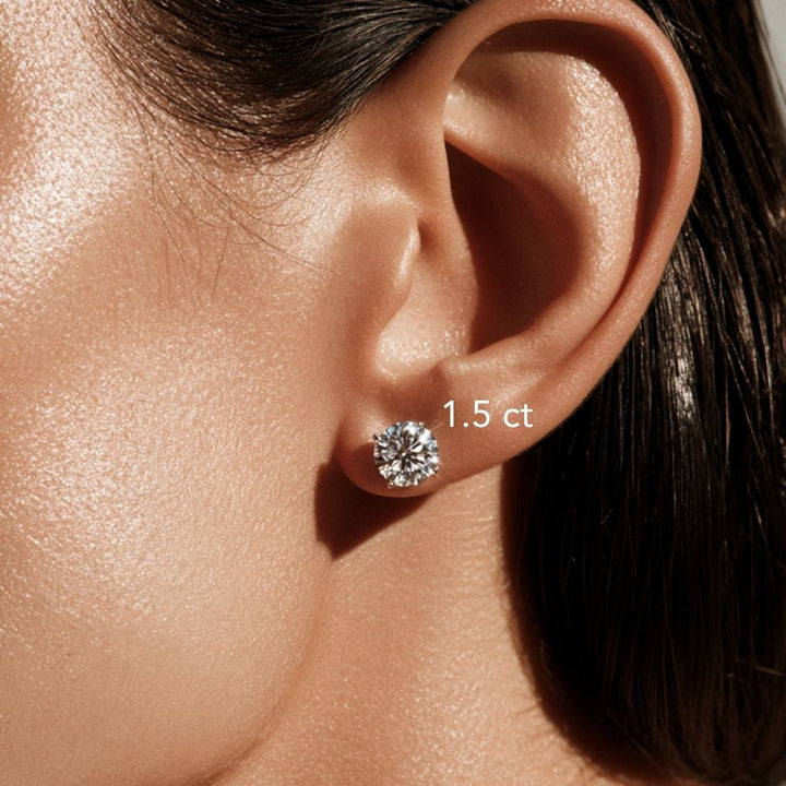 Olea Brilliant Cut Moissanite Stud Earrings Gold