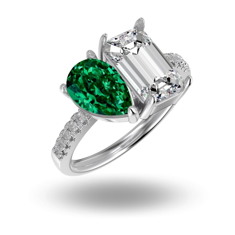 Noura Toi et Moi Ring Emerald