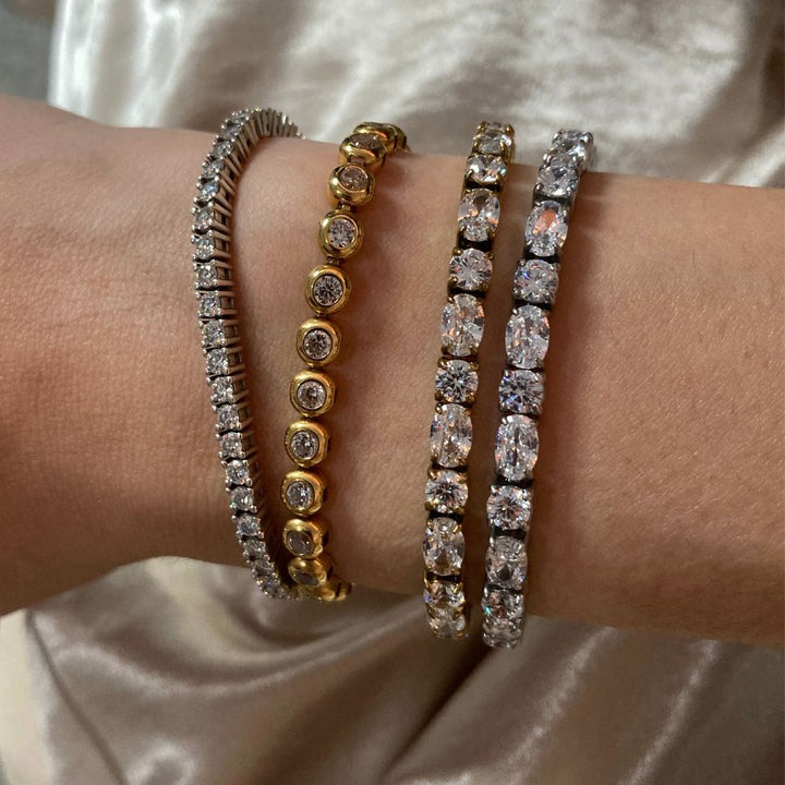 Brilliant Cut Bezel Tennis Bracelet Silver