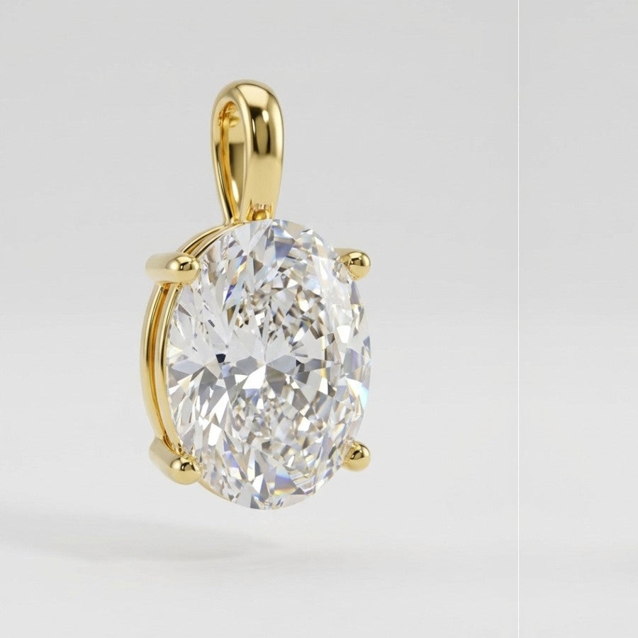Oval Cut Moissanite Pendant Necklace Gold
