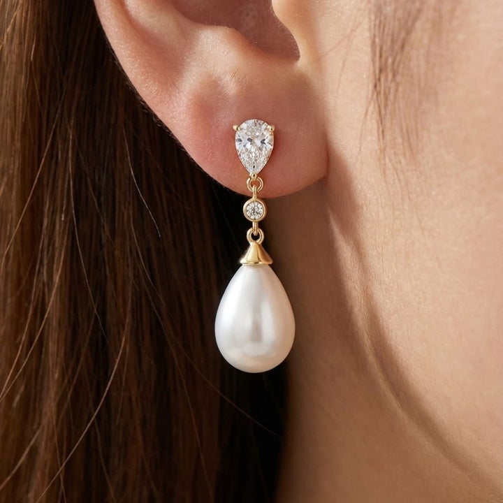 Florence Pearl Drop Earrings Gold