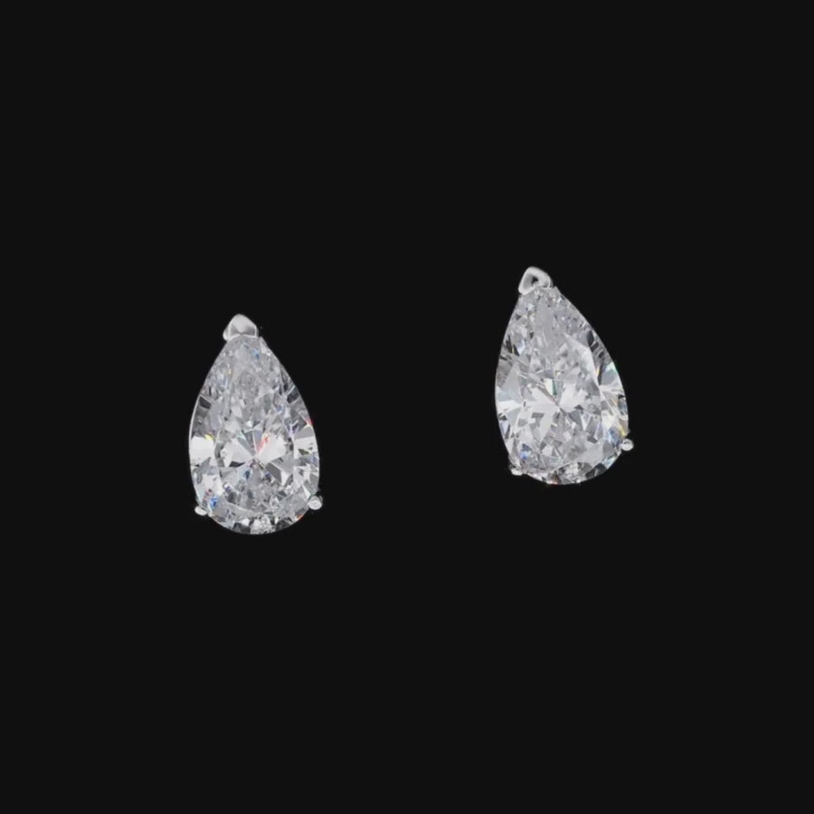 Ari Pear Cut Stud Earrings Silver