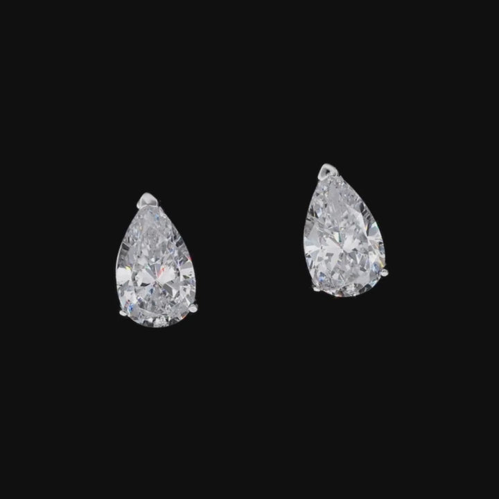 Ari Pear Cut Stud Earrings Silver