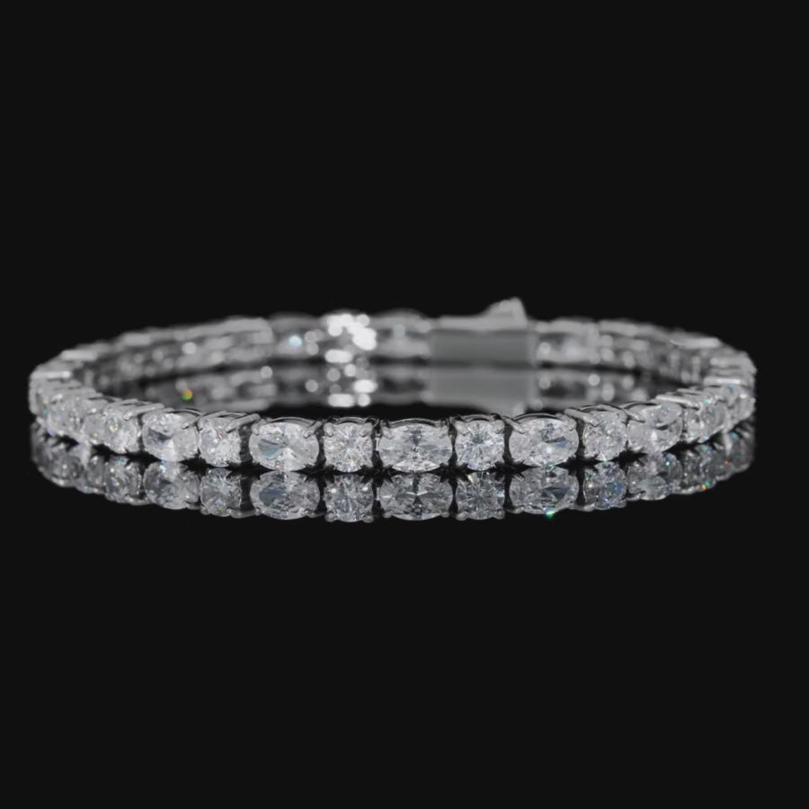 Brilliant x Oval Cut Tennis Necklace Gold