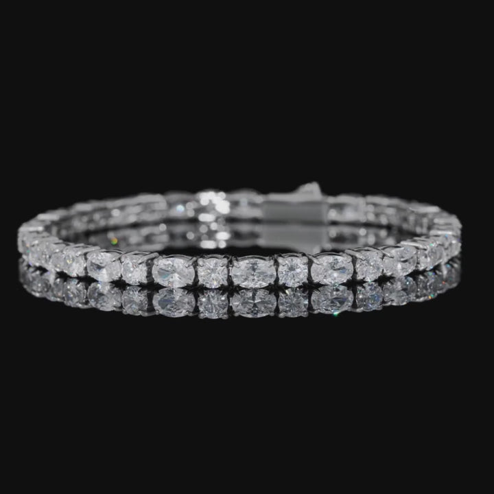 Brilliant x Oval Cut Tennis Necklace Gold