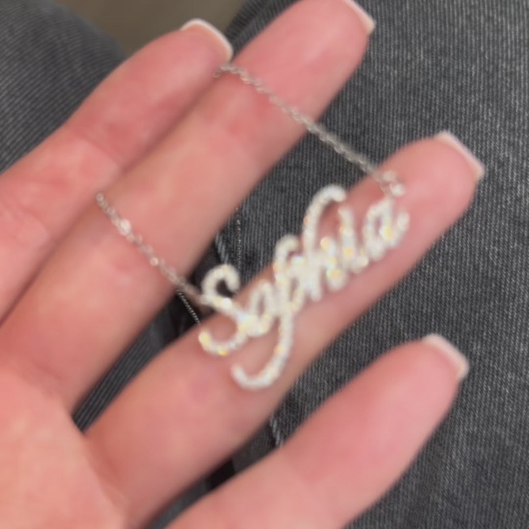 Moissanite Pave Name Necklace