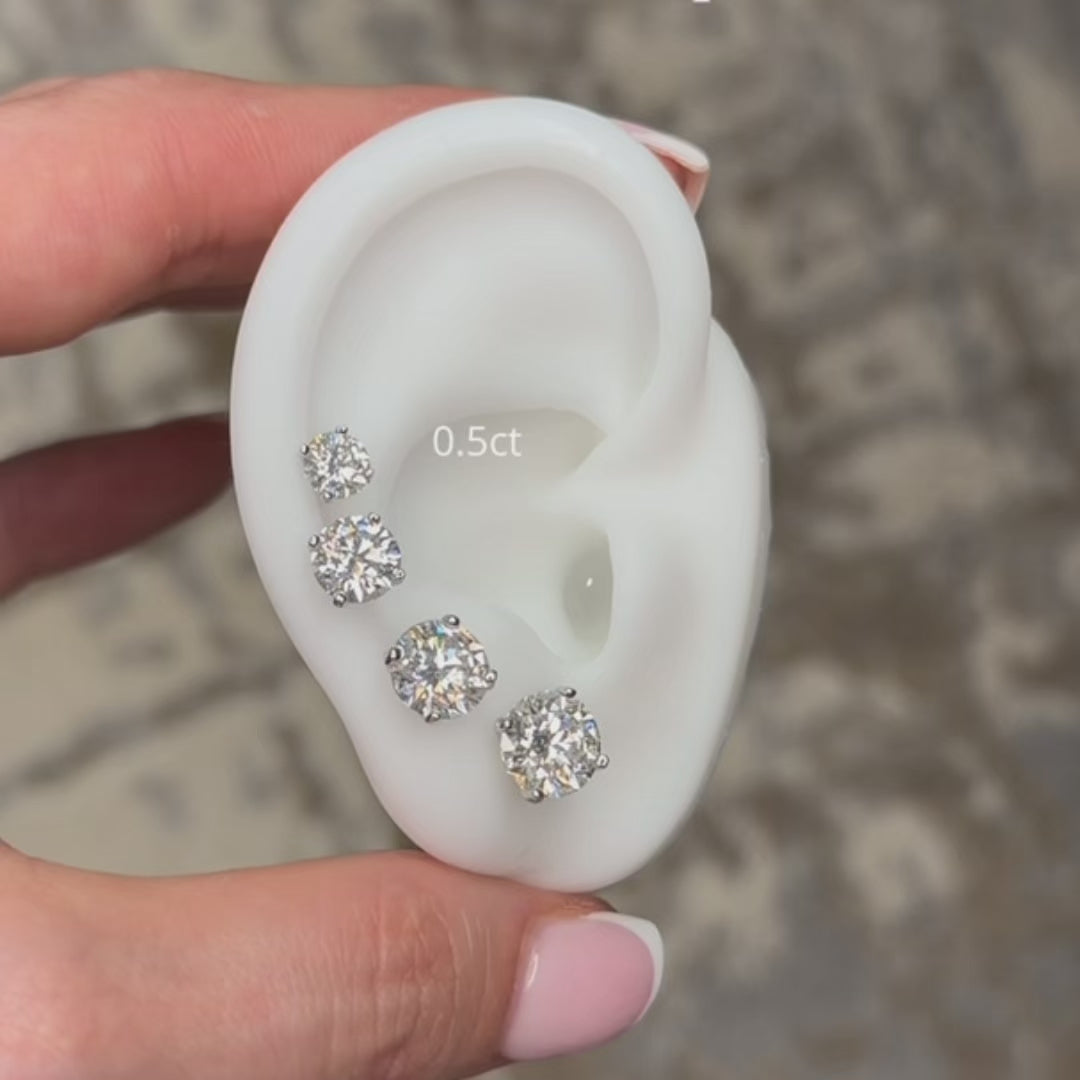 Olea Brilliant Cut Moissanite Stud Earrings Gold
