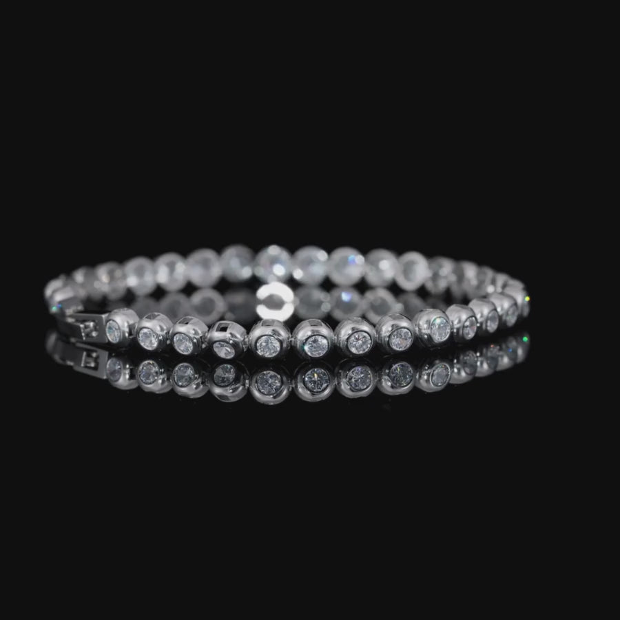 Brilliant Cut Bezel Tennis Bracelet Silver