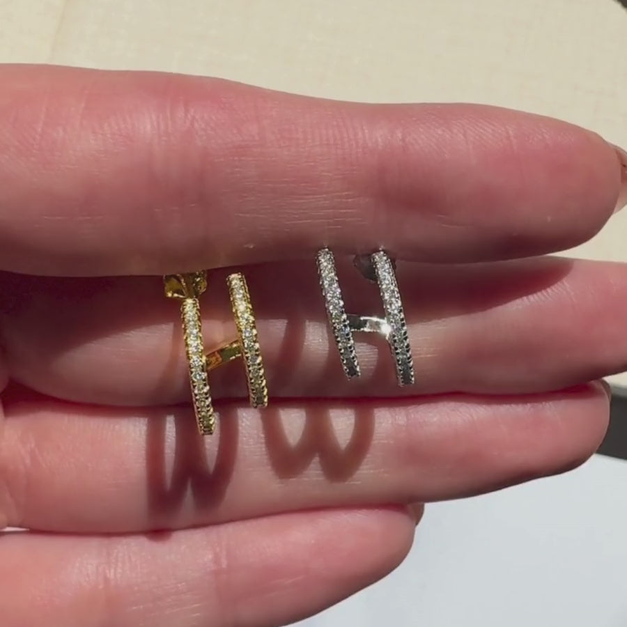 Huggie Look Illusion Earrings Silver