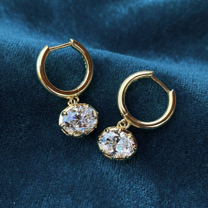 Samara East West Oval Cut Moissanite Earrings Gold