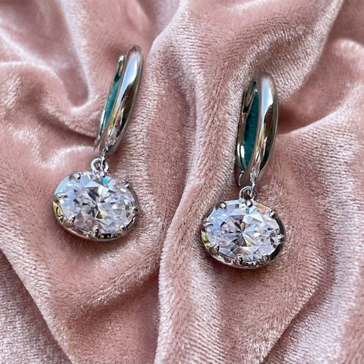 Samara East West Oval Cut Moissanite Earrings Gold